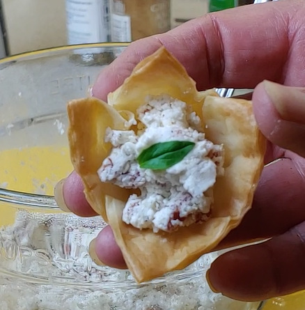 Goat Cheese and Salami Phyllo Cups