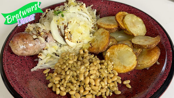 Bratwurst, Sauerkraut, and Potatoes